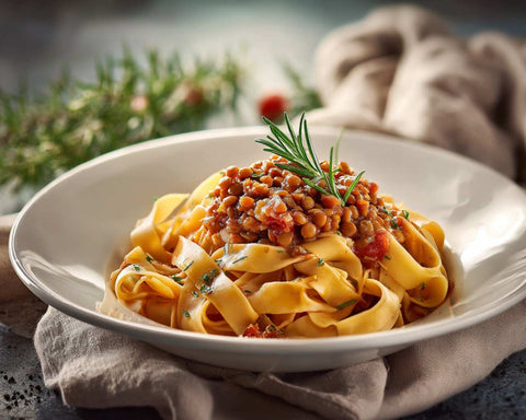 Tagliatelle al ragù di lenticchie