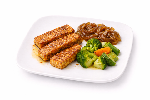 Tempeh vegan con verdurine