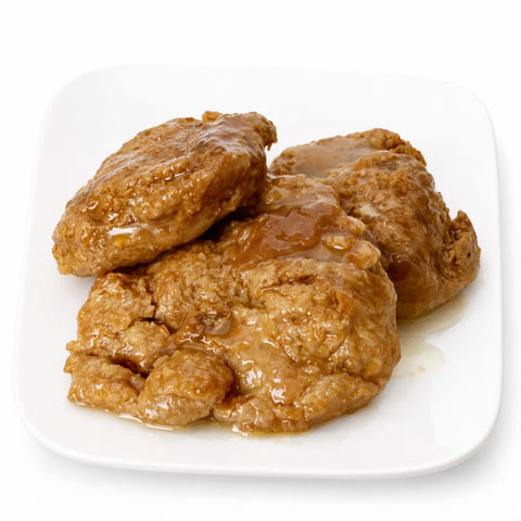 dettaglio intingolo al marsala su scaloppine di soia