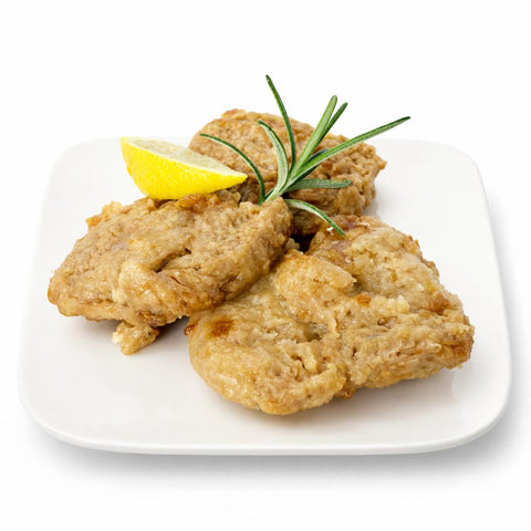dettaglio rosmarino e limone su scaloppine di soia vegan
